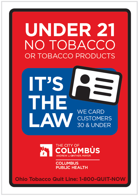 Tobacco 21 sign