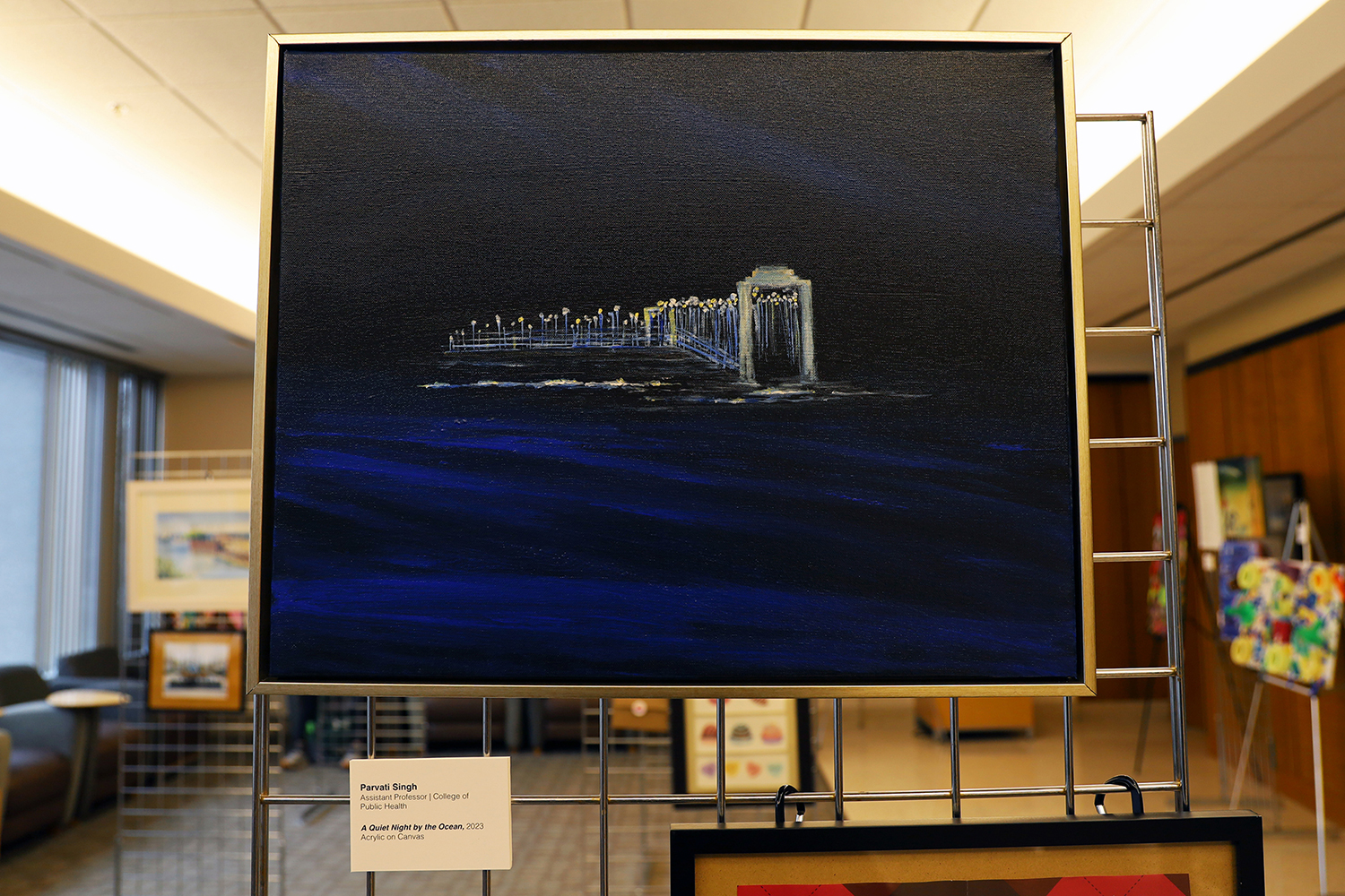 Singh’s painting “A Quiet Night by the Ocean”