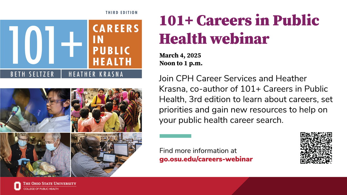 graphic with details describing careers webinar