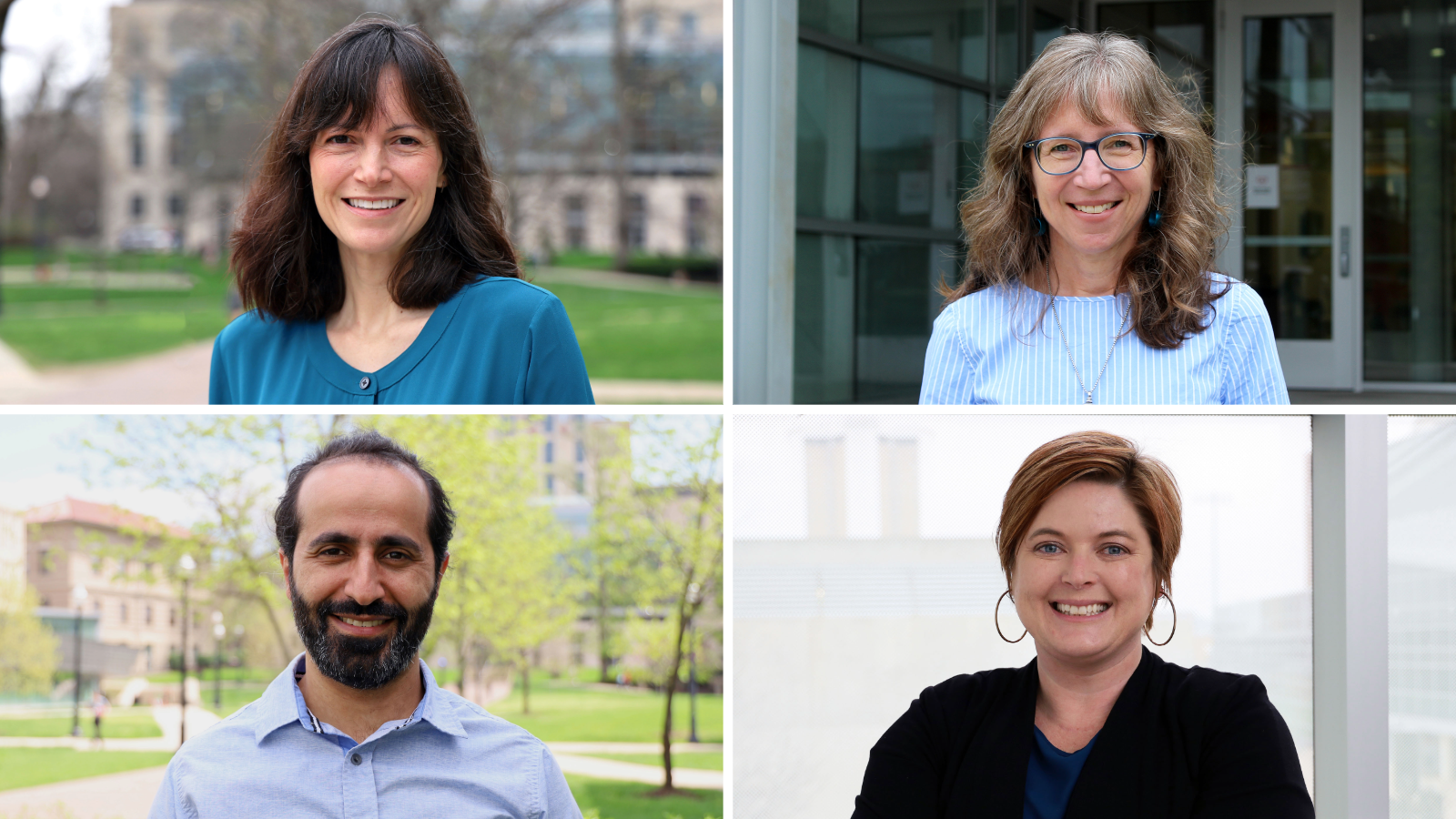 A collage featuring Megan Roberts, Amy Ferketich, Ahmad El Hellani and Joanne Patterson.