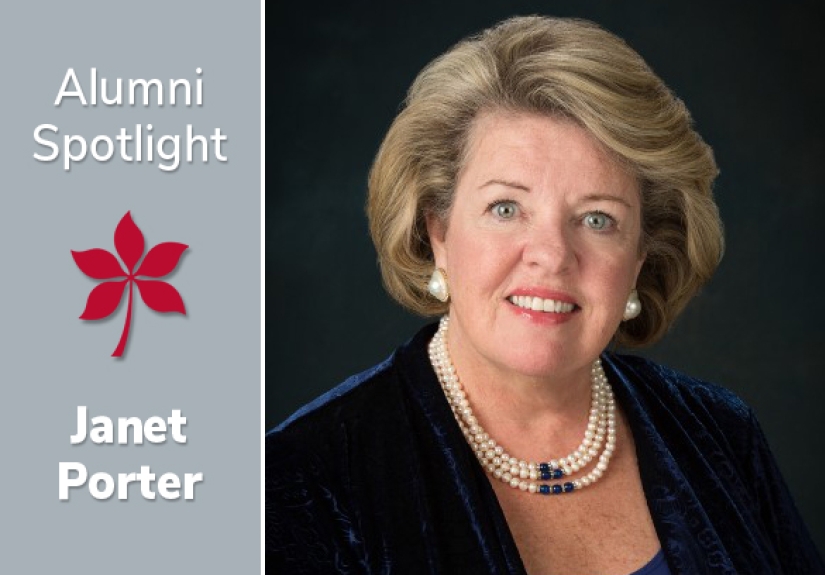 Janet Porter's headshot and the text "Alumni Spotlight Janet Porter"