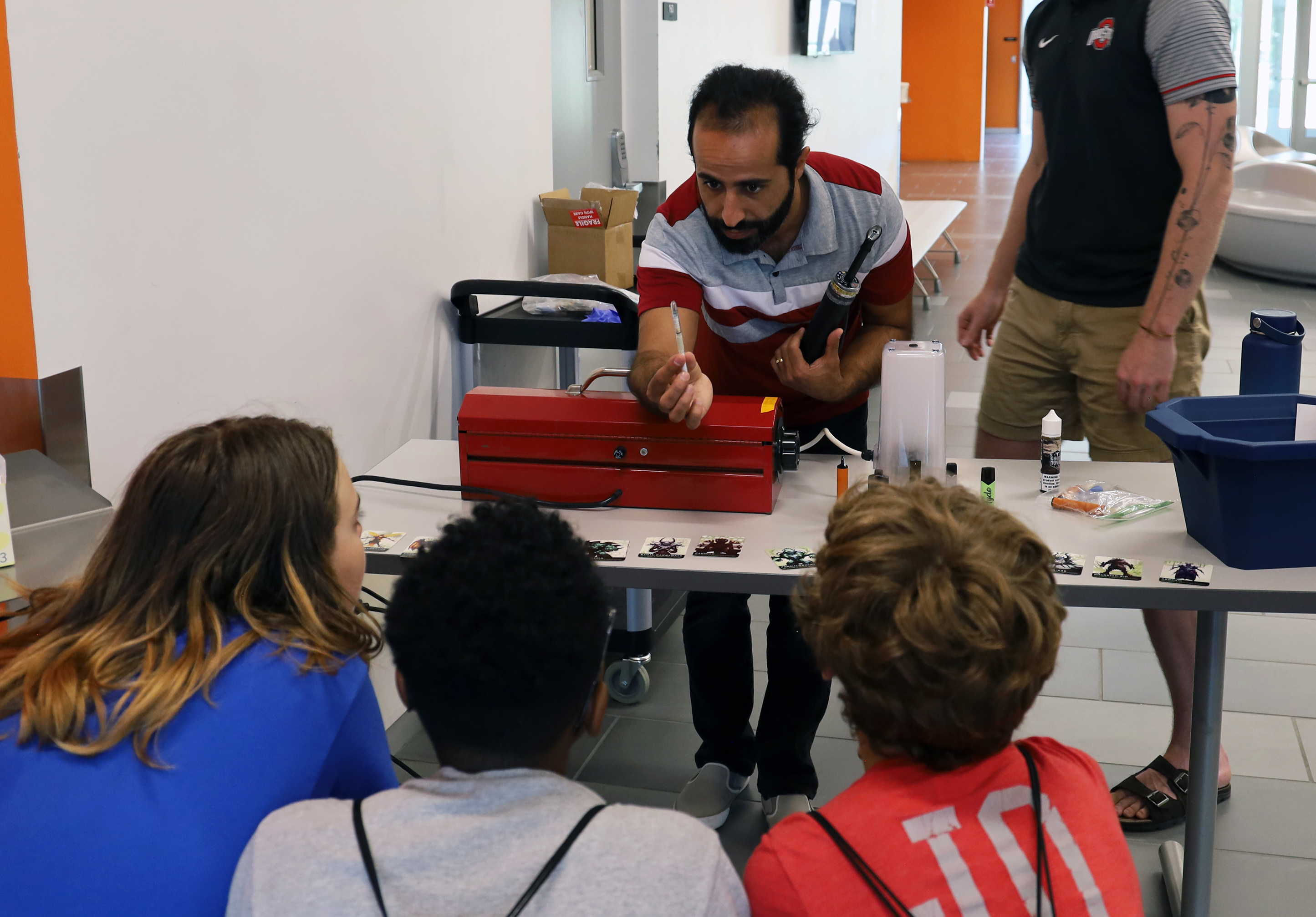 Ahmad El Hellani does a demonstration for campers.