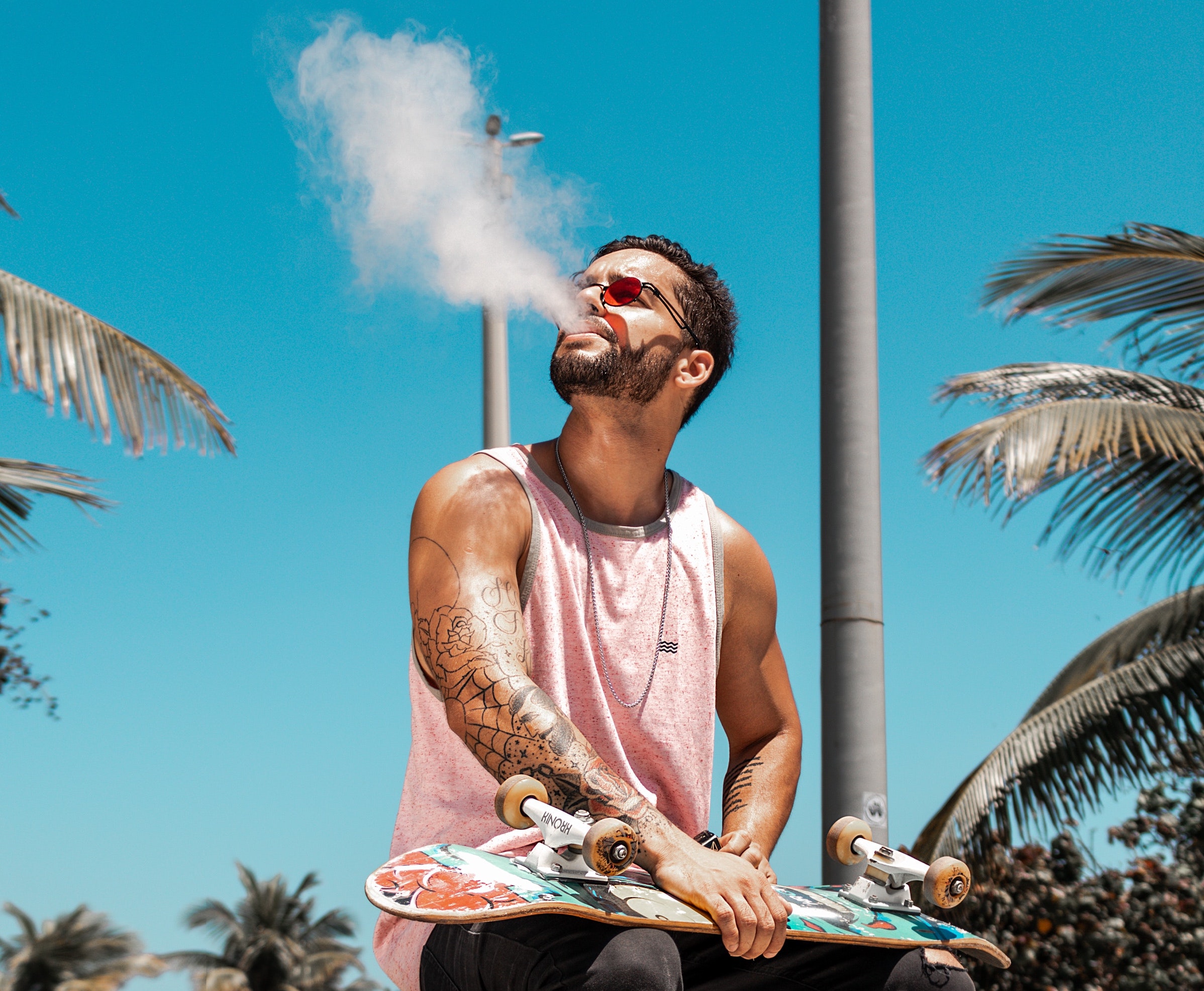 person vaping outdoors