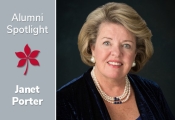 Image of woman and text "Alumni Spotlight Janet Porter"