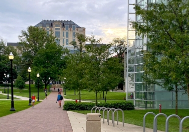 Path in front of Cunz Hall leading to Thompson Library