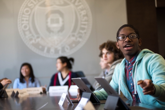 several students at ohio state in discussion