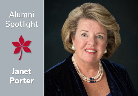 Image of woman and text "Alumni Spotlight Janet Porter"