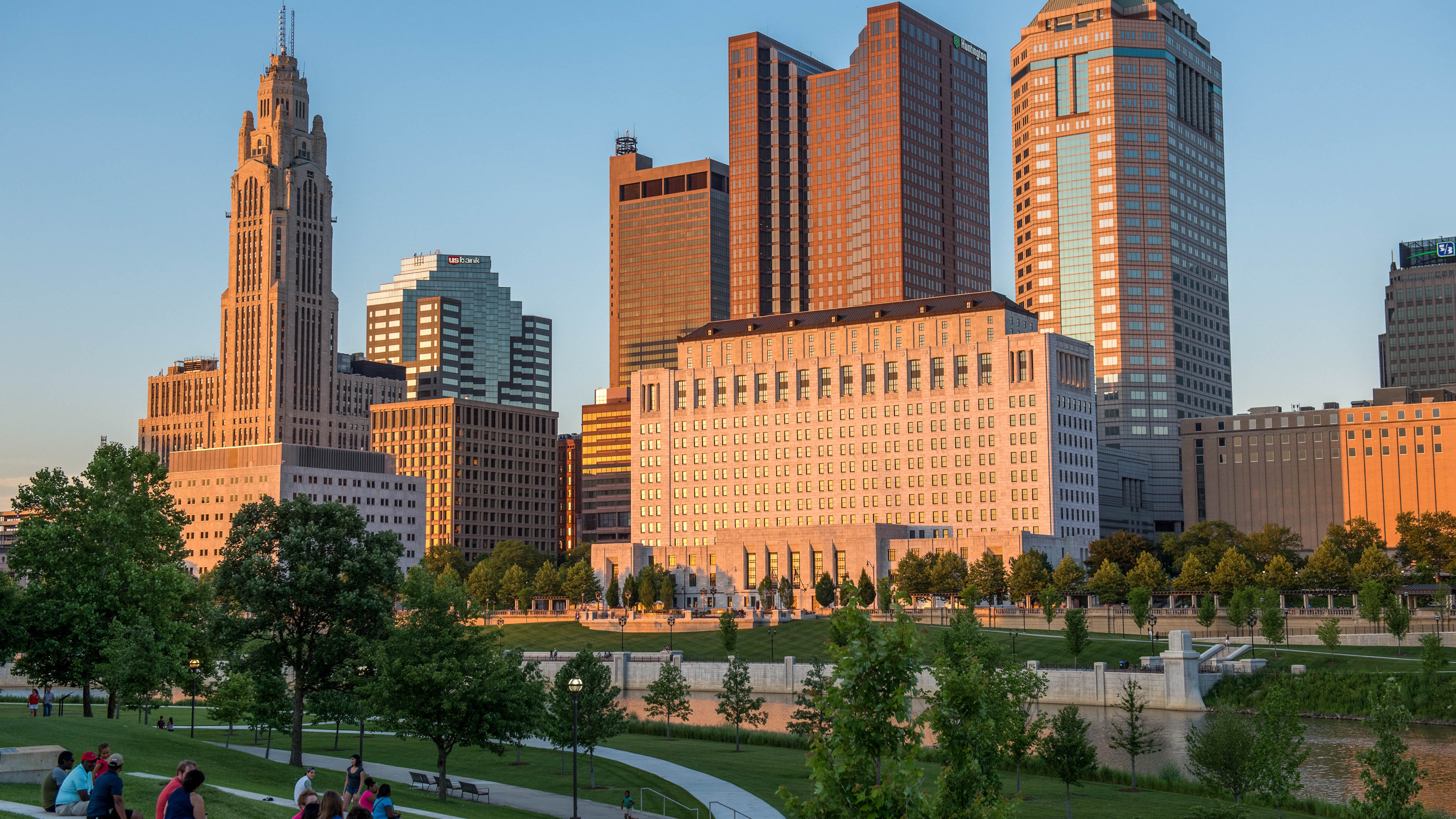 View of downtown Columbus from the Scioto Mile.