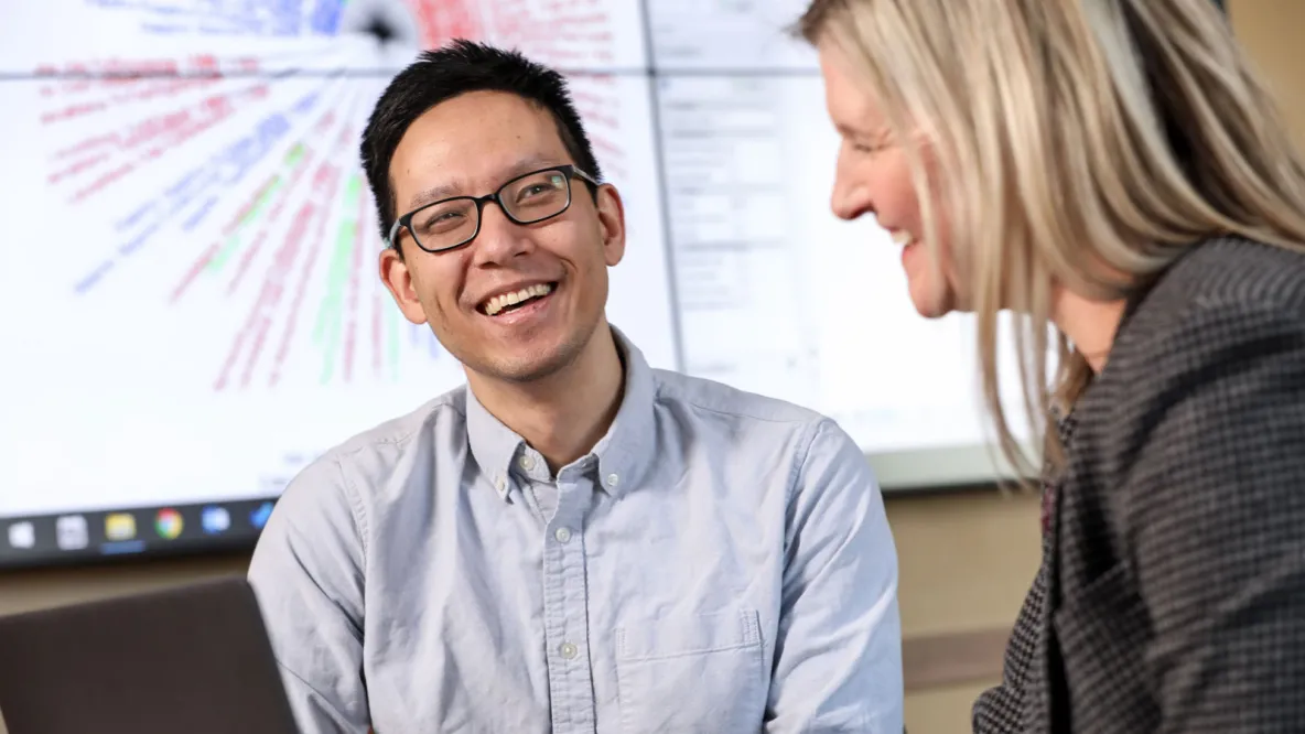 Student and professor working together