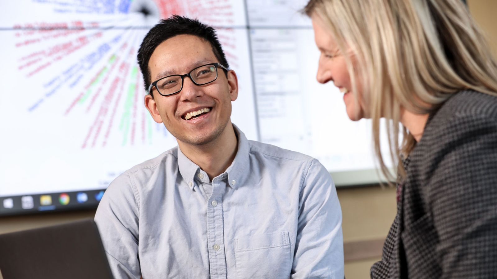 Student and professor working together