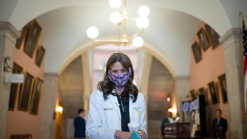 Amy Acton photo in Ohio statehouse