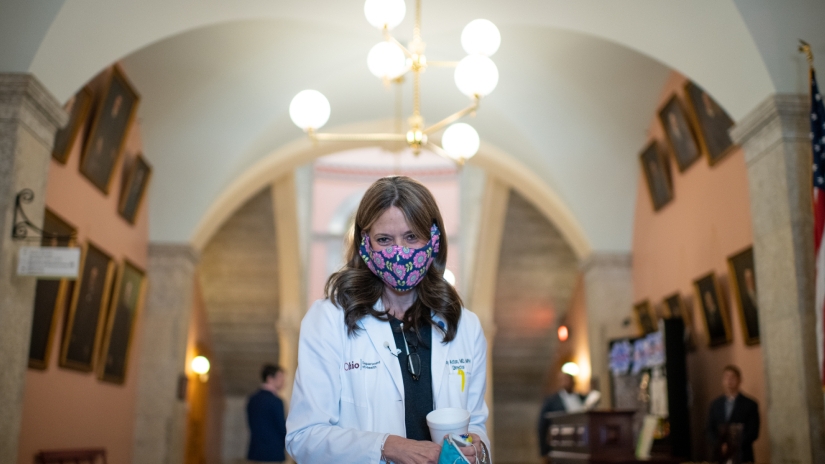 Amy Acton photo in Ohio statehouse