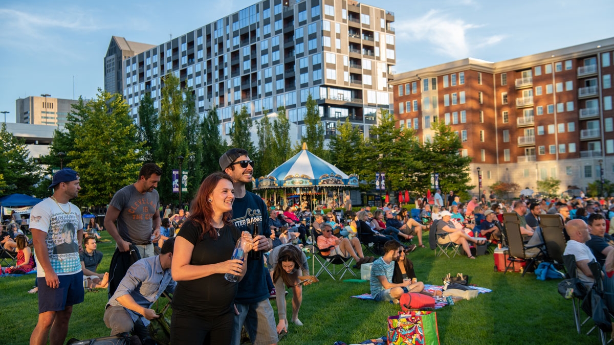 Group of people at an event on the Columbus Commons