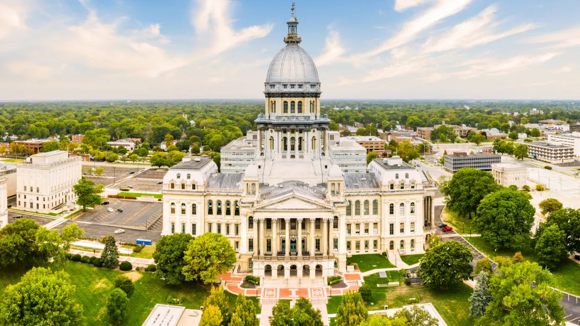 Aerial view of the Illinois state capitol