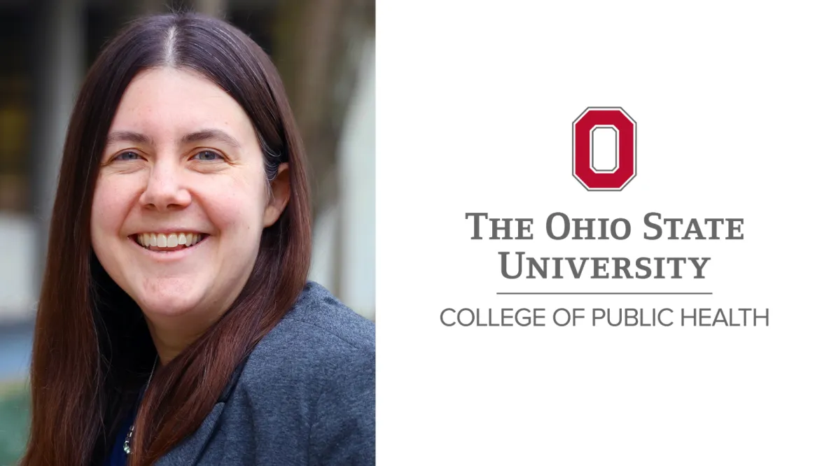 Karen Dannemiller smiles. The College of Public Health logo accompanies the image.