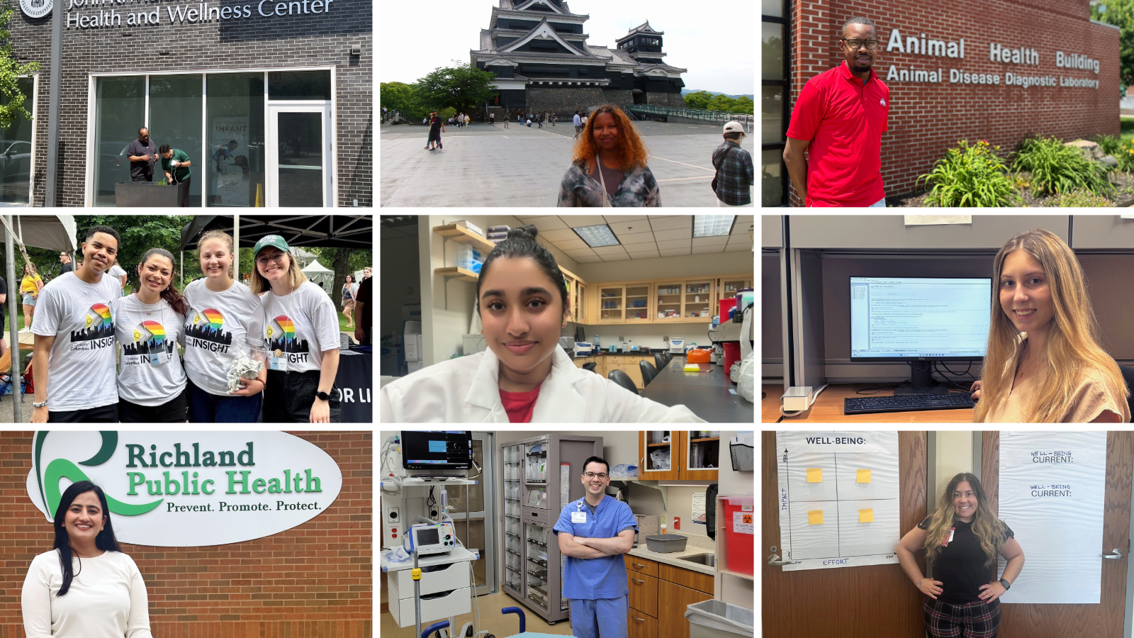 collage of nine students
