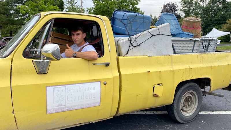 Austin Knorz at his summer internship at Franklinton Farms