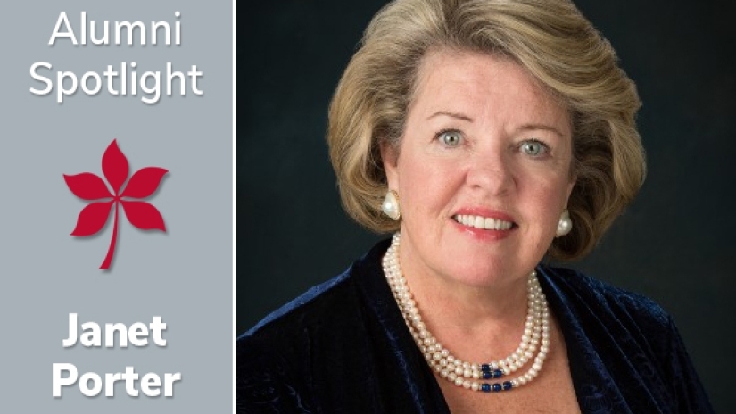 Janet Porter's headshot and the text "Alumni Spotlight Janet Porter"