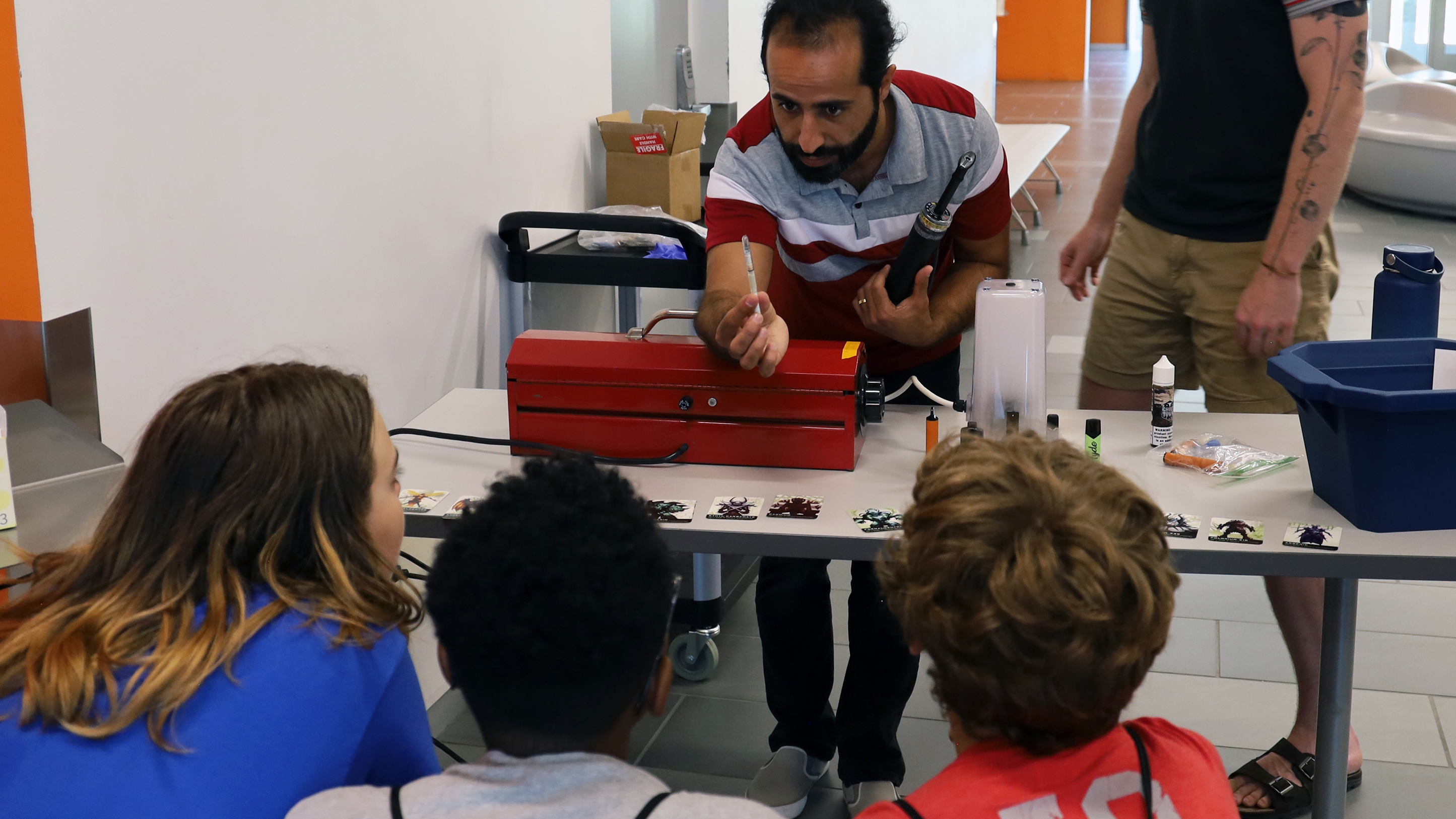 Ahmad El Hellani does a demonstration for campers.