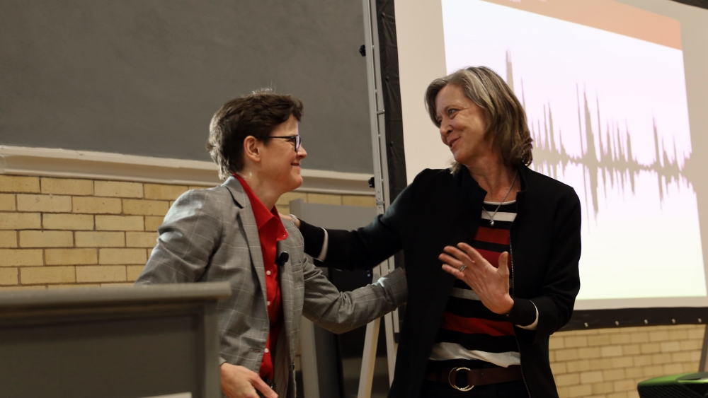Dean Amy Fairchild during her first State of the College address