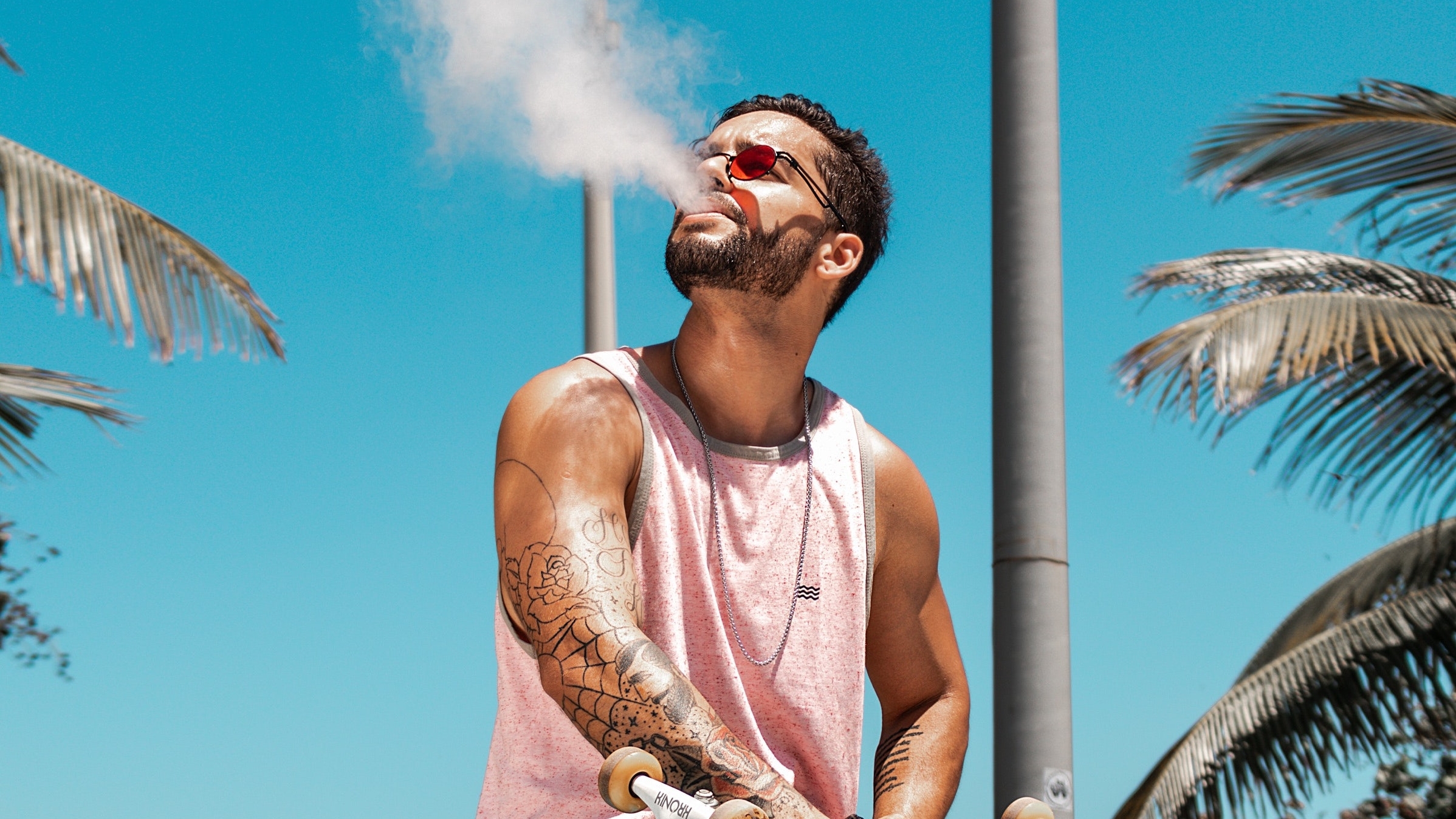 person vaping outdoors