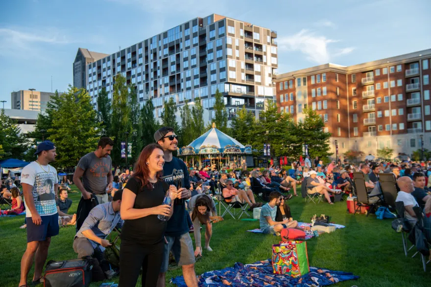 Group of people at an event on the Columbus Commons