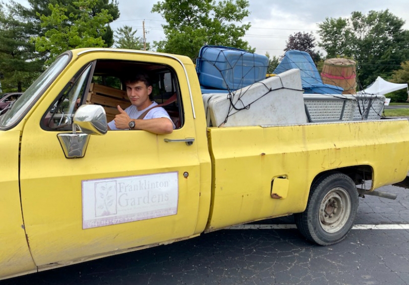 Austin Knorz at his summer internship at Franklinton Farms