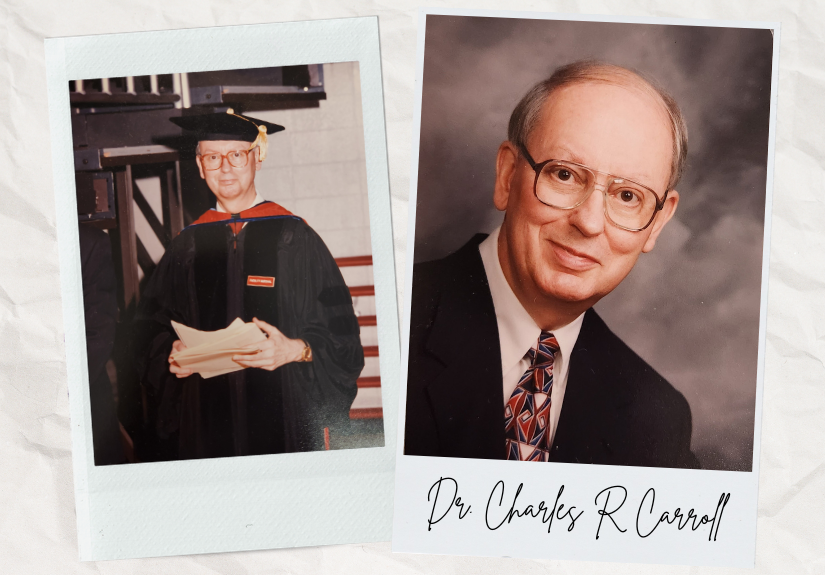 Charles R. Carroll in gown and headshot