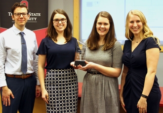 The winning team, from left: Justin Casto, Carra Gilson, Erin Shafer and Corinne Hendrock 